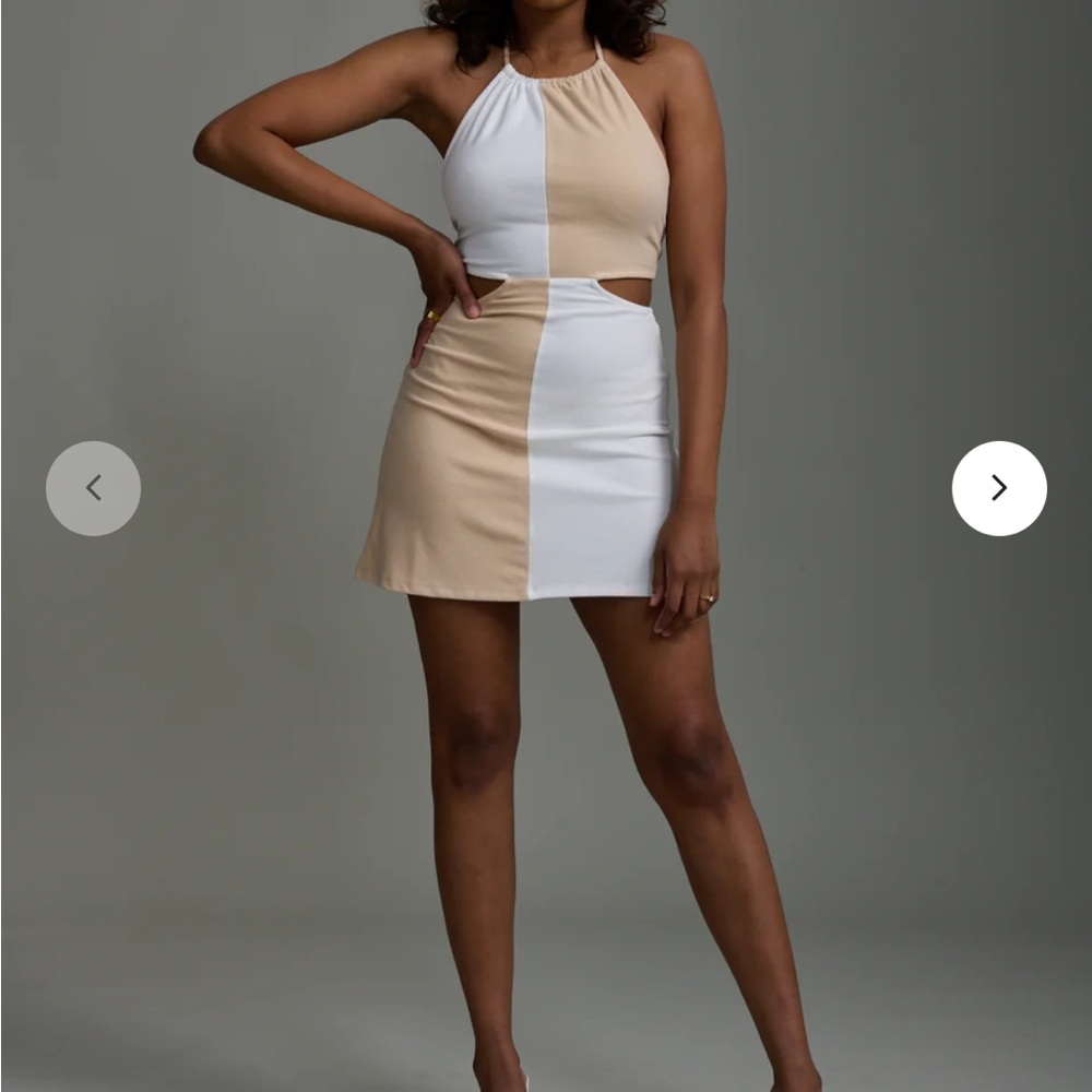 Two-Tone Halter Cutout Dress